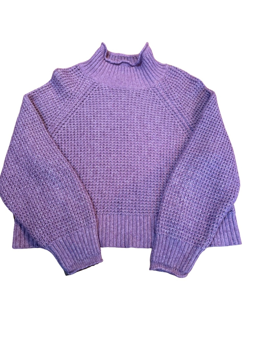 American Eagle Purple Waffle Knit Mock Neck Sweater M NWOT